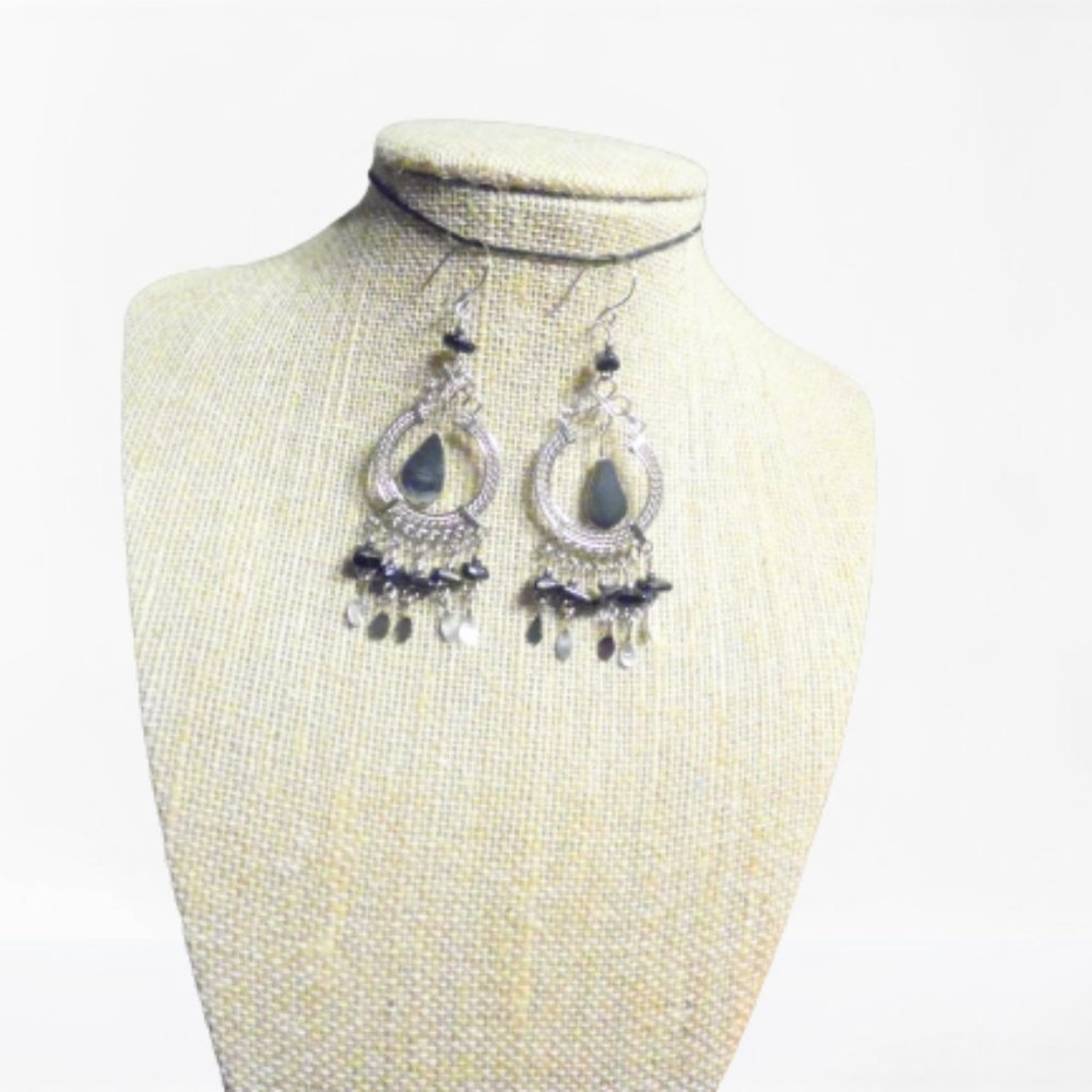 Black Onyx Semiprecious Stone Earrings